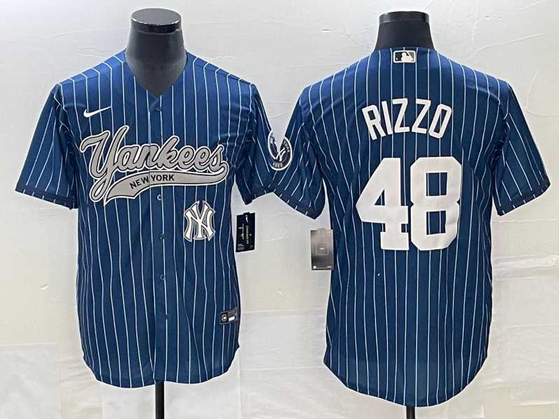 Men%27s New York Yankees #48 Anthony Rizzo Navy With Patch Cool Base Stitched Baseball Jersey->new york yankees->MLB Jersey